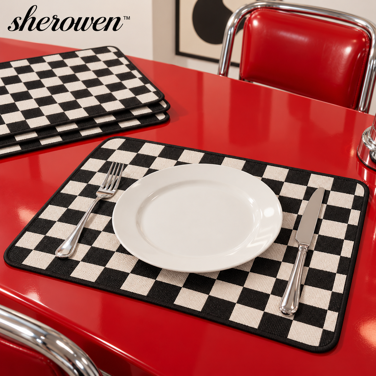 𝒔𝒉𝒆𝒓𝒐𝒘𝒆𝒏™ Checkerboard Table Placemat Set