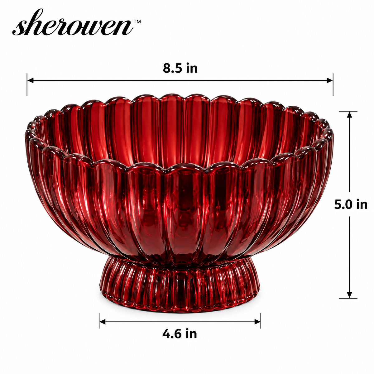𝒔𝒉𝒆𝒓𝒐𝒘𝒆𝒏™ Ribbed Glass Decorative Bowl