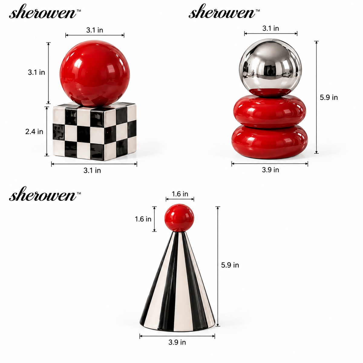 𝒔𝒉𝒆𝒓𝒐𝒘𝒆𝒏™ Mini Geometric Table Sculpture Set