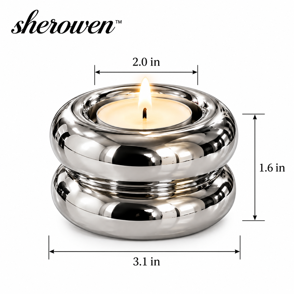 𝒔𝒉𝒆𝒓𝒐𝒘𝒆𝒏™ Polished Metal Tealight Holder Set