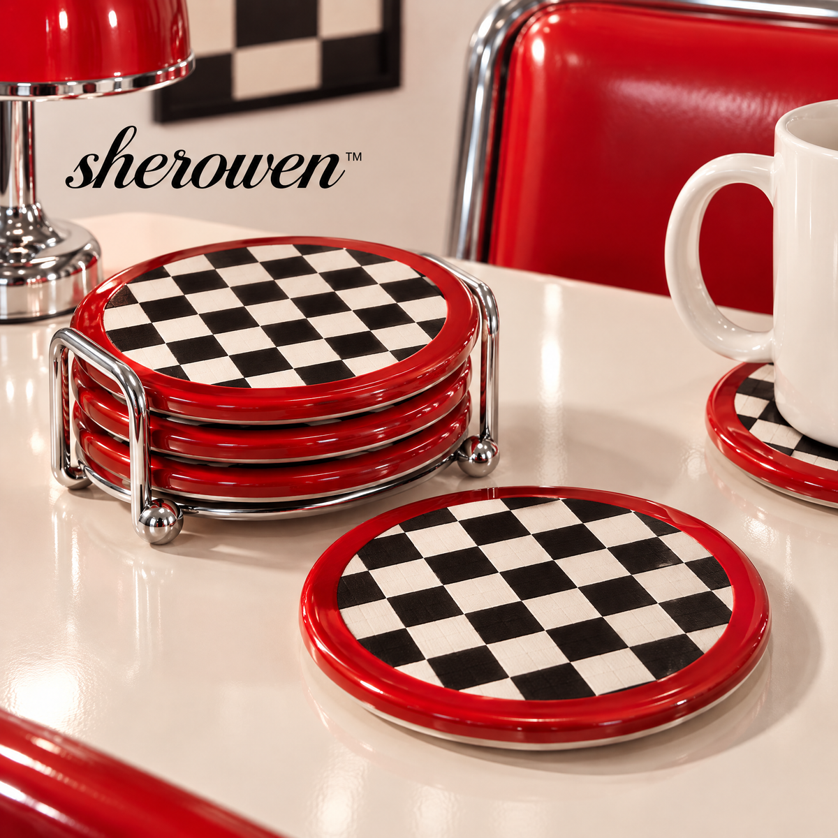 𝒔𝒉𝒆𝒓𝒐𝒘𝒆𝒏™ Round Ceramic Coaster Set