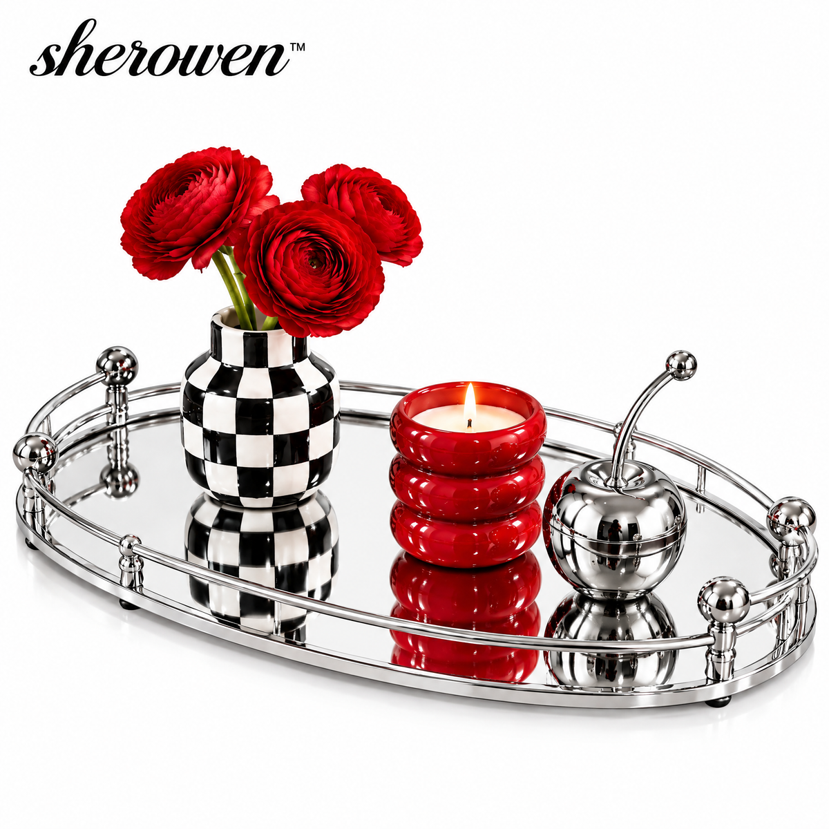 𝒔𝒉𝒆𝒓𝒐𝒘𝒆𝒏™ Oval Mirrored Centerpiece Tray