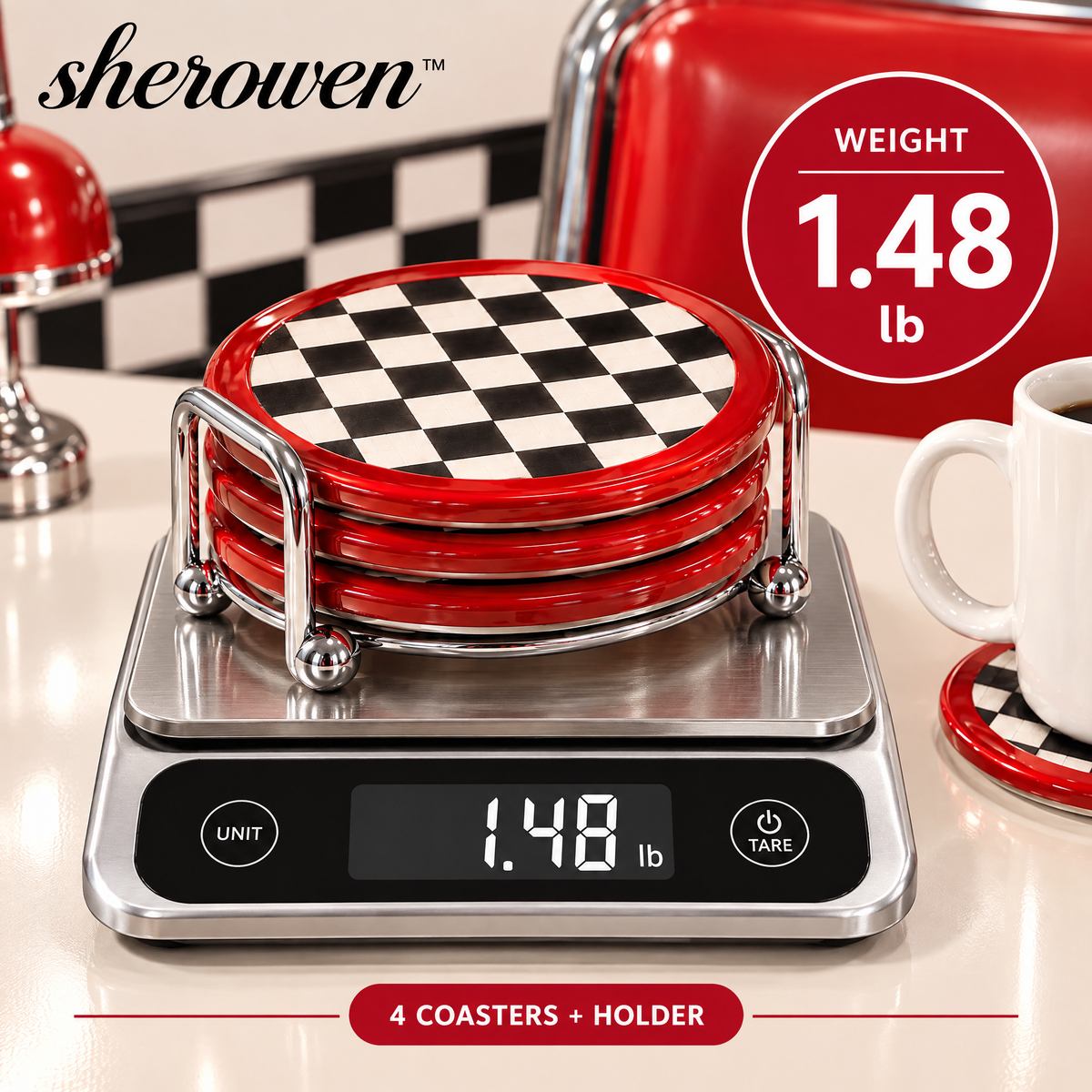 𝒔𝒉𝒆𝒓𝒐𝒘𝒆𝒏™ Round Ceramic Coaster Set