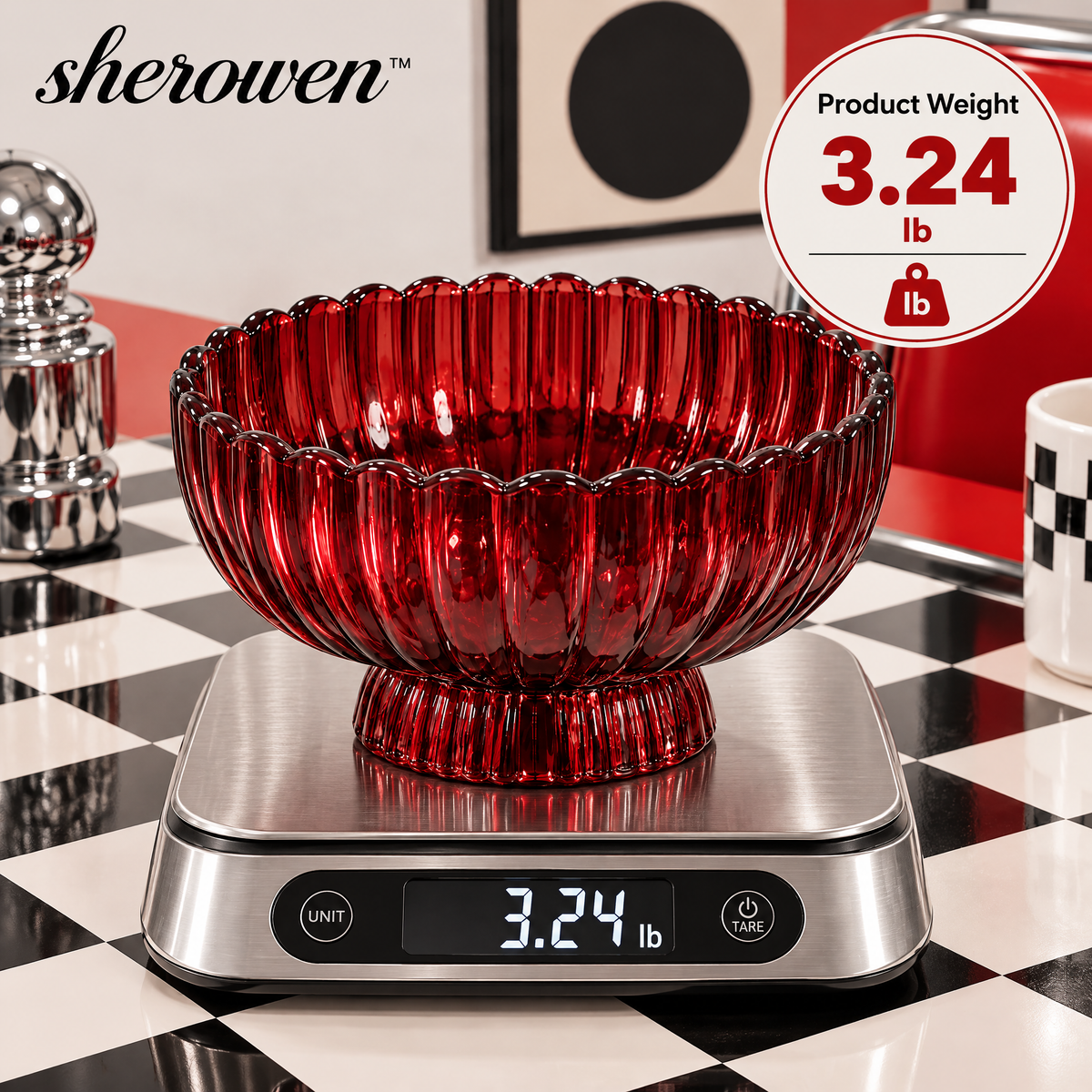 𝒔𝒉𝒆𝒓𝒐𝒘𝒆𝒏™ Ribbed Glass Decorative Bowl