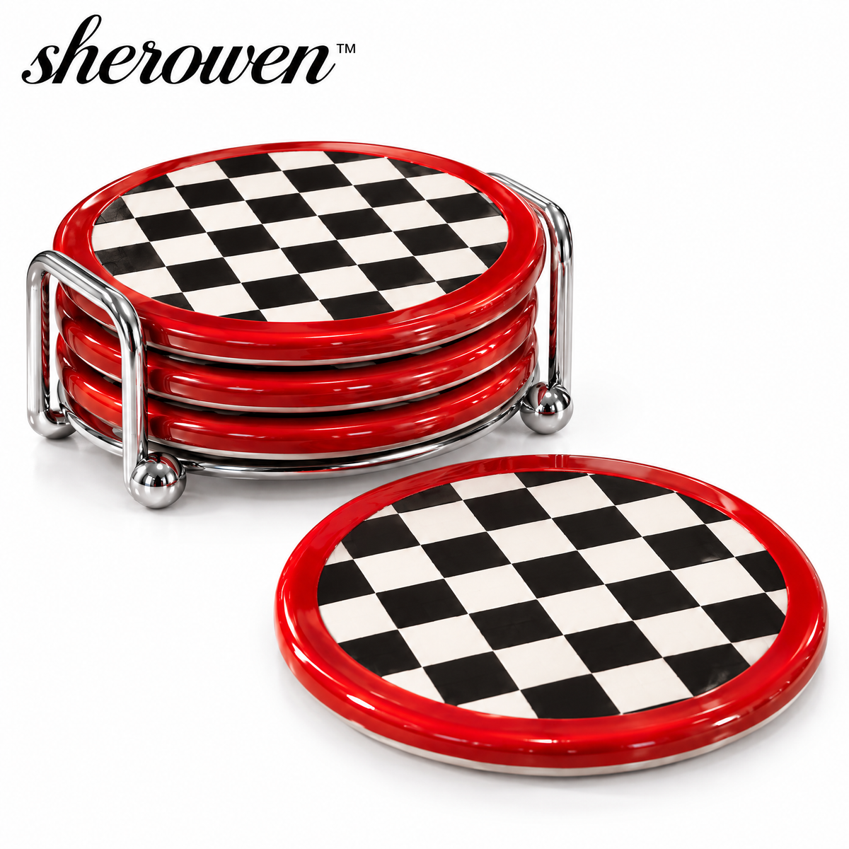 𝒔𝒉𝒆𝒓𝒐𝒘𝒆𝒏™ Round Ceramic Coaster Set