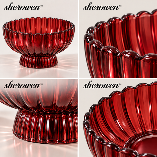 𝒔𝒉𝒆𝒓𝒐𝒘𝒆𝒏™ Ribbed Glass Decorative Bowl